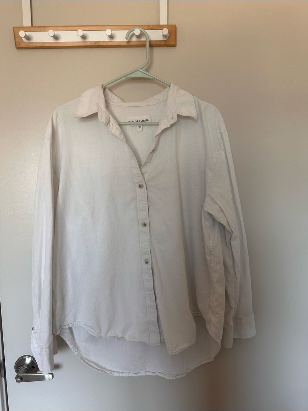Aritzia Denim Forum White Button-Up Shirt